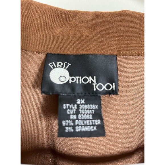 Vintage Y2K First Option Too! Blazer Jacket Women's Sz 2XL Caramel Brown - Picture 2 of 11